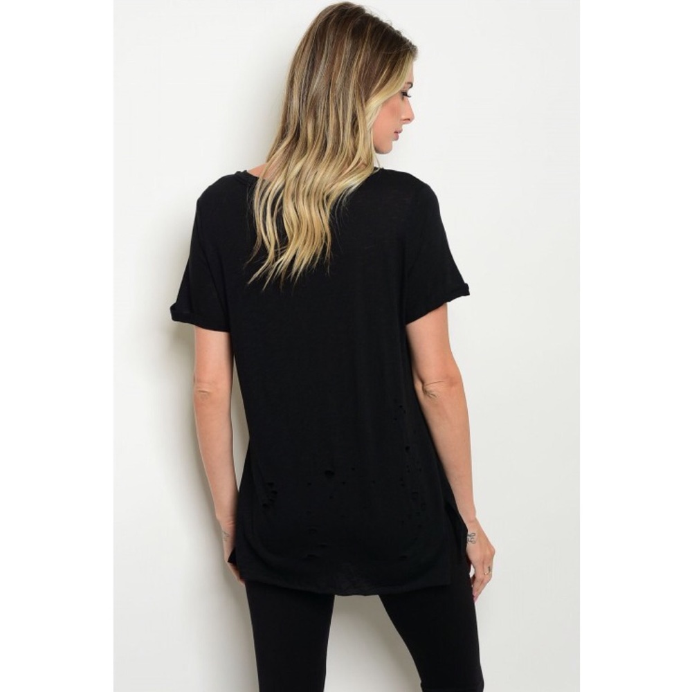 πSALEπ Black Sheer Mesh βSlayinβ Top - Picture 3 of 6